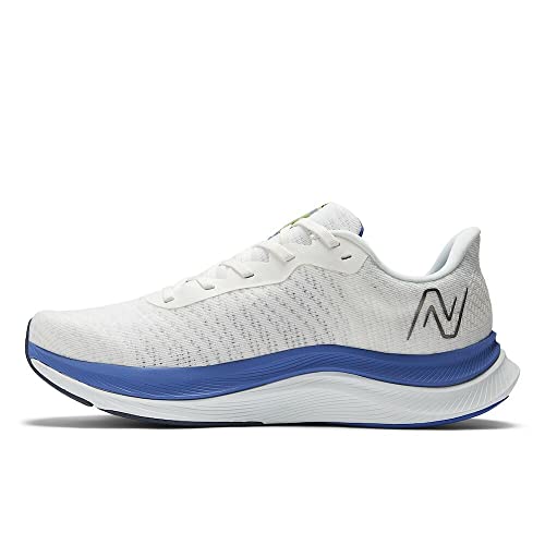 New Balance New Balance Men's FuelCell Propel V4 Running Shoe, White/Marine Blue/Thirty Watt, 7