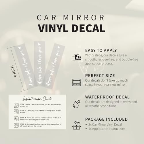 Image of 3X Drive Safe I Love You Sticker For Car Mirror - I Love You Drive Safe Mirror Sticker - Car Window Decals - New Driver Gifts For Men, Women - Cars Accessories