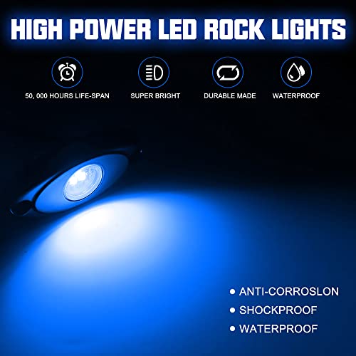 image for SUNPIE 12 Pods Blue Rock Lights Kits for Off Road Truck Car ATV SUV Mo