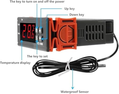 Image of Digital LED Display Temperature Controller With Thermostat Control Switch NTC Sensor Probe For Egg Incubator (STC-1000)