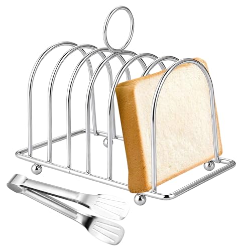 Toast Bread Rack 6 Bread Slice Slot Toast Cooling Holder Chrome Plated Toast Rack Organiser Bread Slices Organizer for Kitchen Counter