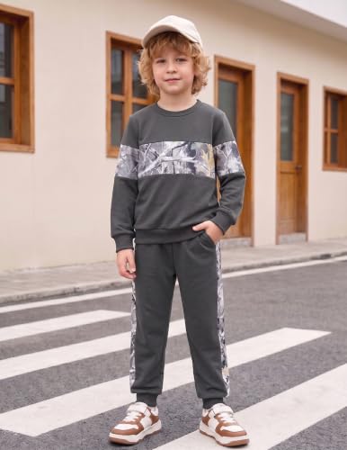 Image of Boys Clothes Color Block Sweatshirt and Pants 2Pcs Boy Sweatsuit | Long Sleeve, Fall Winter Outfits, Pullover Tops, Jogger Pants, School, Casual Wear, Soft, Warm, 3-14 Years