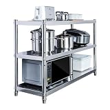 Scaffale in metallo a 3 ripiani, in acciaio inox, robusto, per microonde, garage, cucina, bagno, lavanderia (70 x 45 x 80 cm)