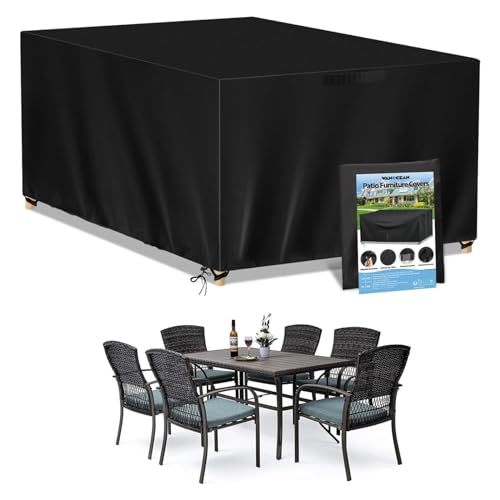 Wanocean Gartenmöbel Abdeckung, Gartentisch Schutzhülle Wasserdicht, 420D Oxford Anti-UV Reißfest Rechteckige Paletten Möbel Abdeckung (160x130x90cm)