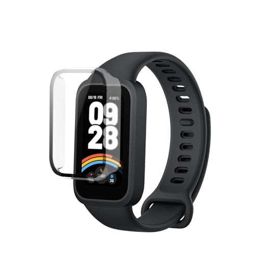 Xiaomi Smart Band 9 Active �p �P�[�X �ی�J�o�[ �K���X�t�B���� ��̌^ �h�� �h�o �t�B���� �ی�t�B�����yHUKWIMO�z 3D�S�ʕی� �w��h�~ HD�����ߗ� ���ɋ��� �C�A�[�� �ɔ� �������� ���˒ጸ (����)