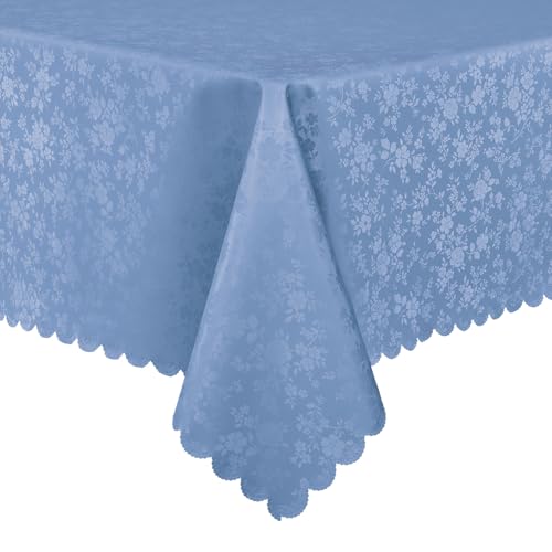 Image of Smiry Rectangle Table Cloth, Waterproof Heavy Duty Vinyl Tablecloths, Wipeable Washable Table Cover for Kitchen, Dining Room (Haze Blue, 60 inch X 102 inch)