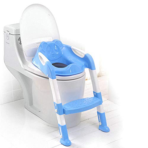 Siège de toilette de formation bébé pliant et ajustable pour WC bleu