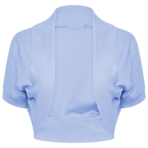 Image of Loxdonz Girl's Short Sleeve Shrug Childrens Kids Cotton Cardigan Bolero Shrug Jacket