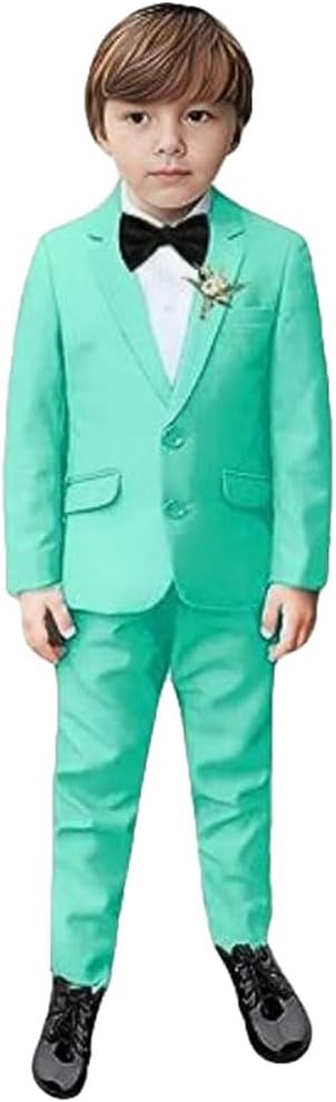 2 PC Boys Tuxedos Suit Two Buttons Boys Formal Suit Jacket Pants Outfit Set Kids Wedding Suit
