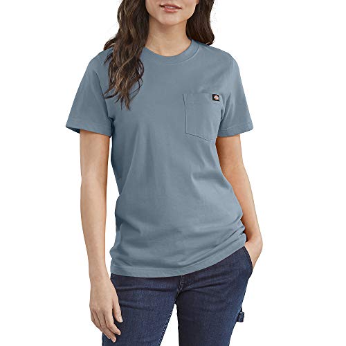 Dickies Women's Short Sleeve Heavyweight Pocket T-Shirt, Dockside Blue, Large