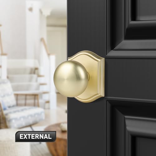 Newlaking Door Knobs Interior, Classic Decorative Satin Brass Passage Door Knob Perfect for Bedroom or Bathroom Doors, Durable Stylish Hardware for Indoor Use- 1 Pack by Newlaking - Image 3