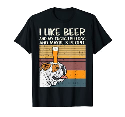Beer English Bulldog 3 People Funny Drinking Dog Lover Gift T-Shirt
