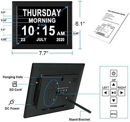 [8 Alarm Options] Extra Large Day Date Month Clocks 3 Medication Reminders Digital Calendar Day Dementia Clock for Seniors Elderly Vision Impaired Memory Loss Clock