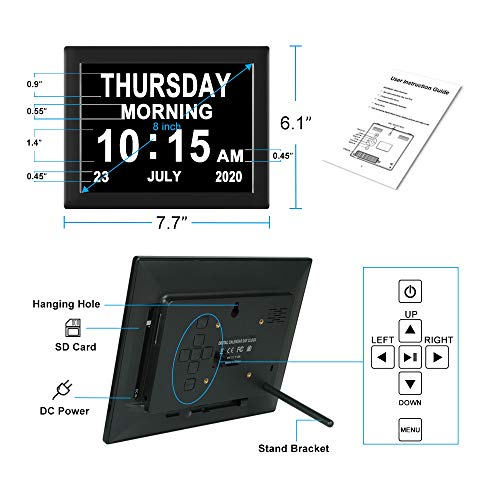 Jaihonda [8 Alarm Options] Extra Large Day Date Time Clocks Auto Dimmer+Battery Backup Digital Calendar Day Dementia Clock For Seniors Elderly Vision Impaired Memory Loss Clock #TOP2