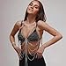 Sexy tassel body chain bra chain gold body jewelry bikini chain beach shoulder chain accessories carnival nightclub party gift (golden-3666) (silver-3666)