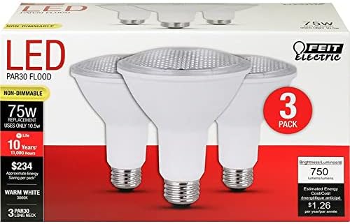 Feit Electric PAR30L7510KLED3 10.5 Watt PAR30 Warm White LED Non-Dimmable Light Bulb 3 Pack