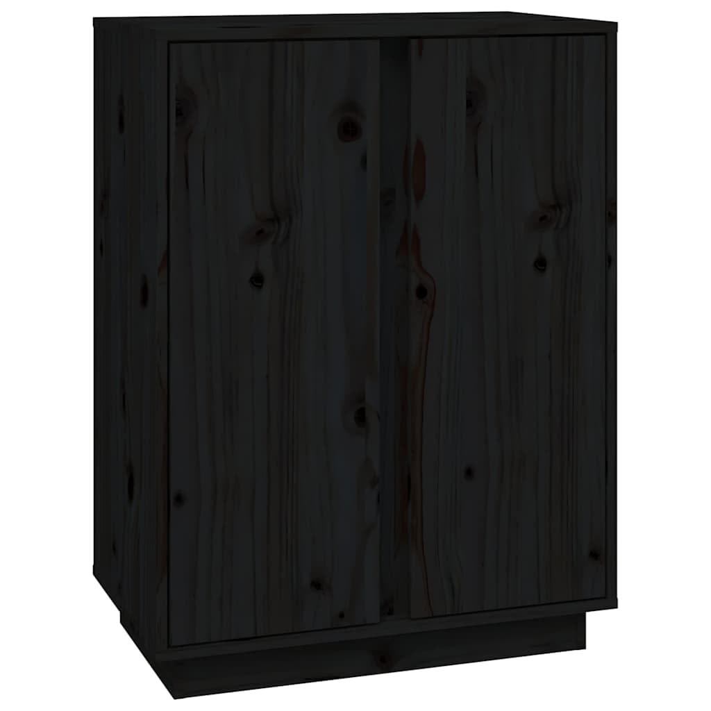 Générique Czarny kredens 60x35x80 cm lite drewno sosnowe | Duża przestrzeń do przechowywania, blat wystawowy, montaż ścienny w zestawie, łatwy montaż