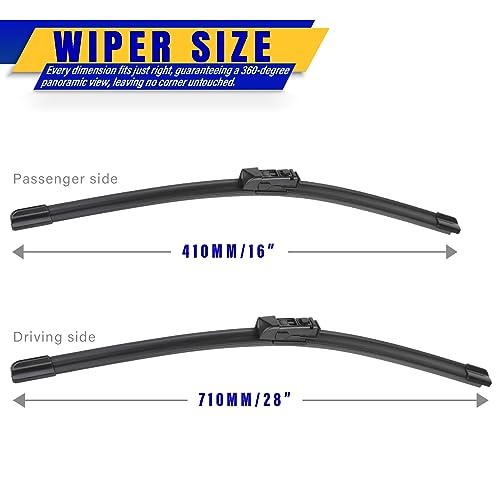 2 wipers Replacement for 2017-2018 Toyota Prius Prime, Windshield Wiper Blades Original Equipment Replacement - 28\"/16\" (Set of 2) - Thumbnail 2