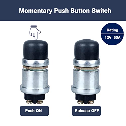 Dmwd Dc 12V/24V Waterpoof Push Button Starter Switch, 50A Heavy Duty Engine Start Momentary Start Switch For Horn Engine Car Boat Track (1Pc) #TOP3