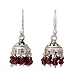 NOVICA Garnet .925 Sterling Silver Chandelier Jhumki Style Dangle Hook Earrings 'Traditional Grace'