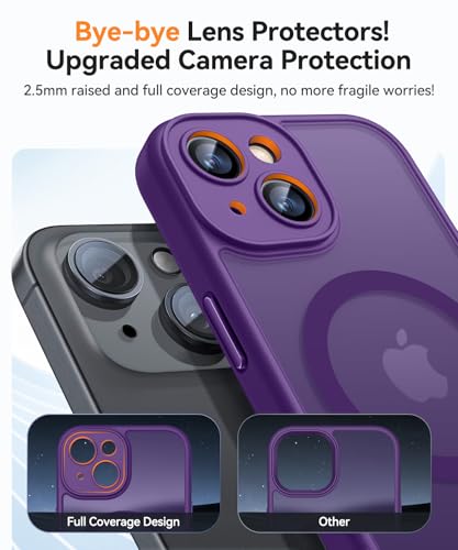 Image of CANSHN Magnetic for iPhone 13 Case, Upgraded [Full Camera Protection] [Compatible with Magsafe] [Translucent Matte] Shockproof Protective Phone Case for iPhone 13 6.1 inch - Deep Purple