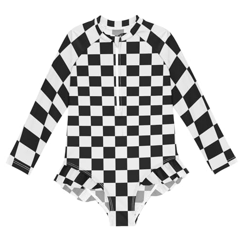 Image of Girls One Piece Swimsuits Long Sleeve Swimsuit Zipper Bathing Suits Swimwear