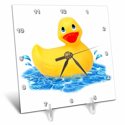 3drose Rubber Duck Desk Clock, 6 by 6-Inch