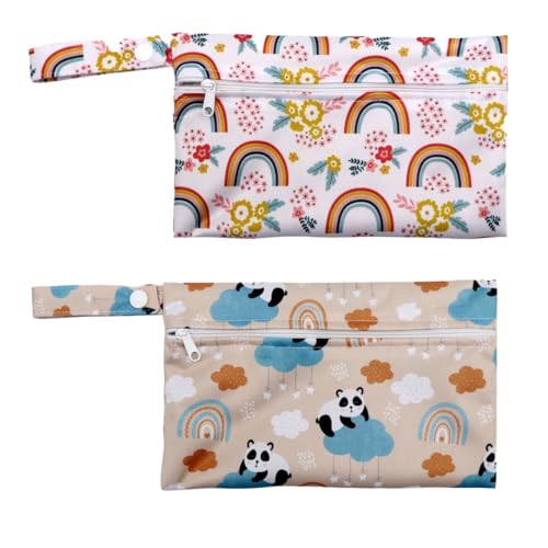 JYNXOR 2 Stück Wetbag Kindergarten Klein, Wickeltasche wasserdichte Windeltasche Nasstasche, Wiederverwendbare Wet Bag mit Reißverschluss, Windelbeutel Dry Bag für Reisen Unterwegs