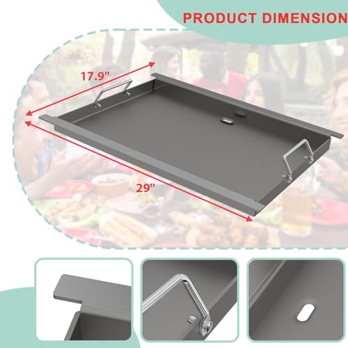 Image of Full Size Griddle Insert for Blaze 4 /5 Burner BLZ-4LTE BLZ-5 Grill Parts | For summerset sizzler 32 inch& 40'' RCS RJC32A, AOG grill part, no coating griddle with gloves, even heating, 29''L x 17.9''W