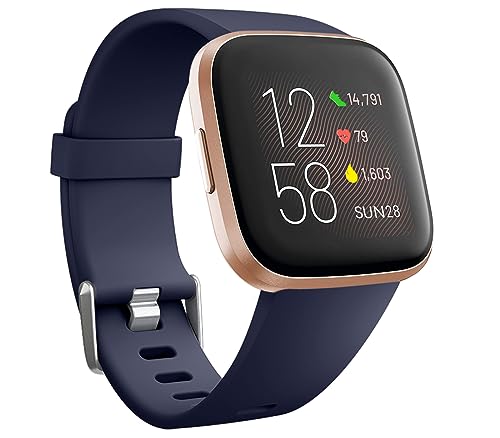 Ouwegaga Classic Band Compatible With Fitbit Versa Series for Women Men, Soft Silicone Replacement Waterproof Strap for Smartwatch, Navy Blue Small