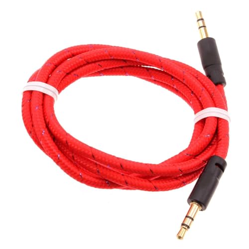 Cable Auxiliar 3.5mm Jack Trenzado Rojo 1m miniatura 1