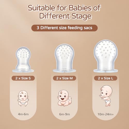Image of 2 Pack Silicone Baby Fruit Feeder with Mini Freezer Tray, Breastmilk Popsicle Molds for Baby Teething Relief, Fresh Food Feeder for Safe Infant Self Feeding, Extra Food Pouches - Pink