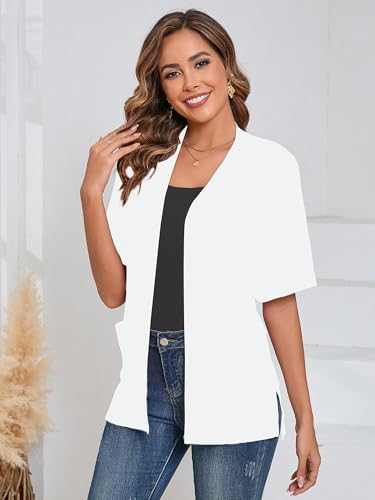 Image of Heymoments Women's Lightweight Open Front Knit Cardigans Short Sleeve Casual Soft Drape Summer Cardigan S-2XL