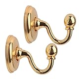  VORCOOL 2 Stücke Vintage Alloy Knauf Vorhang Holdbacks Raffhalter Haken Tür Wand Hut Kleiderbügel (Golden)