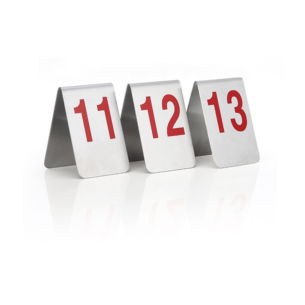 5 placas de metal de acero inoxidable para mesa de comedor de pie, de doble cara, para restaurante, cafetería, bar, marcador de mesa, tarjeta de asiento reservado, números del 1 al 5 (6 x 7,5 cm)