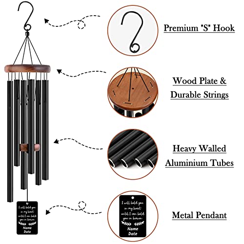 Image of Personalized Custom Wind Chimes Memorial Gift for Loss of Loved One Mother Dad Mom Dog Pets Customized Outdoor Sympathy Wind Chimes with Photo Text