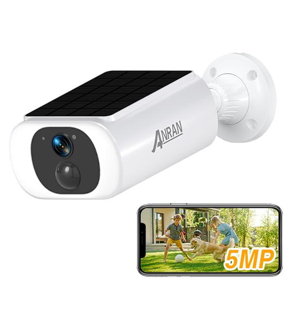 ANRAN 3K 5MP Caméra Surveillance WiFi Exterieure sans Fil Batterie, Panneau Solaire Intégré,...