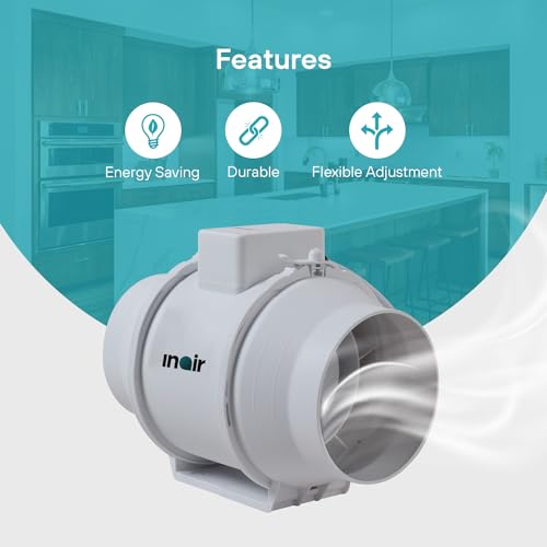 Image of INAIR | Mixed Flow Exhaust Fan I INA-MFF-315P I Black | 1750-2200 (m3 /g) Airflow | Silent, Energy Saving, Durable Ventilation Fan | Flexible Adjustment, Long Distance Air Supply IFor bathroom, kitchen