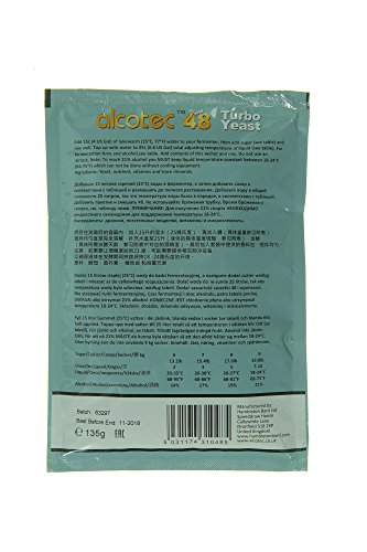 Alcotec 48 Hour Turbo Yeast | Brewers Yeast Powder| Wine Yeast for Wine Making | Dry Yeast | nutritional yeast | (Pack of 10)