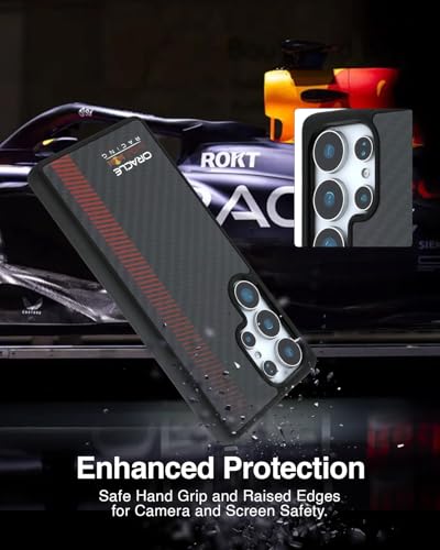 Image of CG MOBILE REDBULL Racing [Official Licensed], Real Carbon Fiber with Magnetic System and Powerbar Protective Case /Cover Designed for Galaxy S25 Ultra - Black