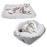 BSITSSS Cuccia Gatto 2 in 1, Pieghevole Cuccia per Gatti 61 x 51 cm, Grigio Pelosa Coperta Gatto Cuscino per Gatti Cani Adatto a Gattini Cuccioli Piccoli Animali Interno