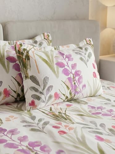 Image of DDECOR Live Beautiful 100% Cotton 145TC Floral King Bedsheet with 2 Pillow Covers | Rotary Printed Breathable Fabric | 224 CM X 254 CM | Luxury Bedding for Home | Cresta Collection | Lavender Purple