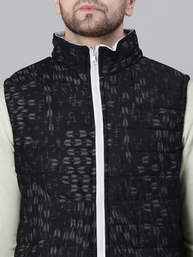 Image of oxolloxo Men's Aztec Print Zip Lined Sleeveless Reversible Quilted Jacket