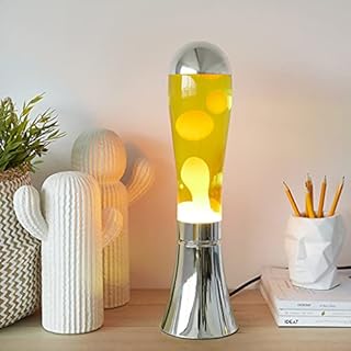 Balvi Lampe Lava Magma Couleur Argent/Jaune Objet de décoration Taille XL Aluminium/Verre 45cm