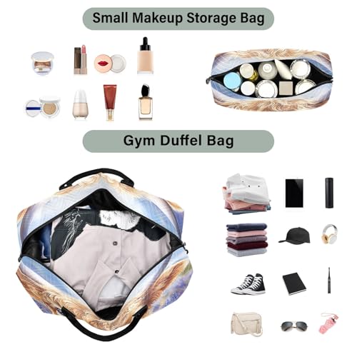 Weekender Bags Travel Duffel Gym Bag Bluebell Highland Cow Carry on Overnight Tote Bag with Toiletry Bag for Airplane Travel Trip Gym Yoga4