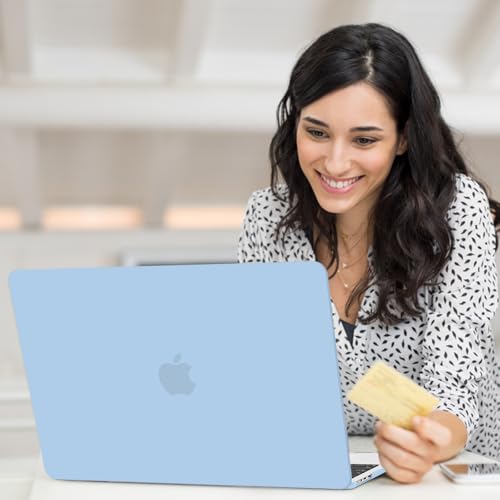 Image of AKIT Matte Case for MacBook Air 15 Inch M5 M4 M3 M2 2026-2023, Air Blue | A3448 A3241 A3114 A2941, Solid Color Design, Ultra-Thin, Protective Hard Shell, Anti-Scratches&Fingerprints, Easy Take On