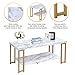 Giantex Rectangular Coffee Table, 2-Tier Center Table W/Faux Marble Tabletop, Morden Accent Table W/Gold Print Metal Frame & Hollow Metal Legs, Suitable for Living Room Bedroom