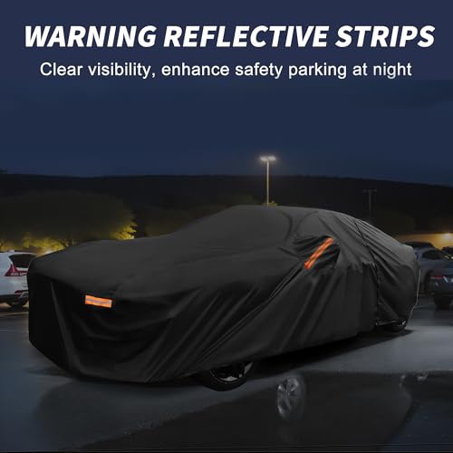 Image of X AUTOHAUX Car Cover Outdoor Waterproof Sun Rain Snow Hail Protection with Left Side Door Zipper 210D-PU for Ford for Mustang