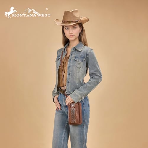 Image of Montana West Western Crossbody Phone Wallet for Women RFID Blocking Wallet Purse with Cash Slots & Zipper Pocket