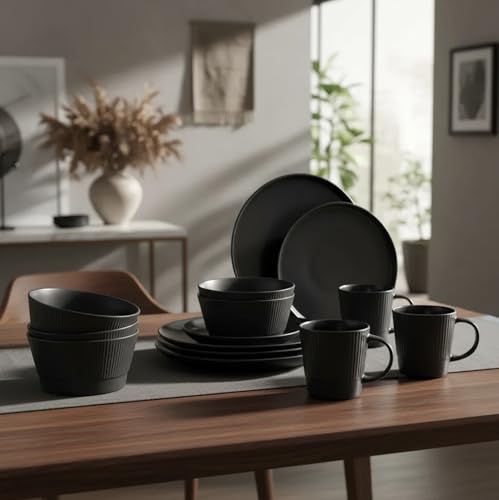 Opiniones de Venta de vajillas los mejores 5. 41 Red Velvet Vajilla de Cerámica - Set de 16 Piezas para 4 Personas | Platos Llanos, Platos de Postre, Cuencos de Cereal/Sopa y Tazas | Diseño Elegante, Resistente y para Uso...